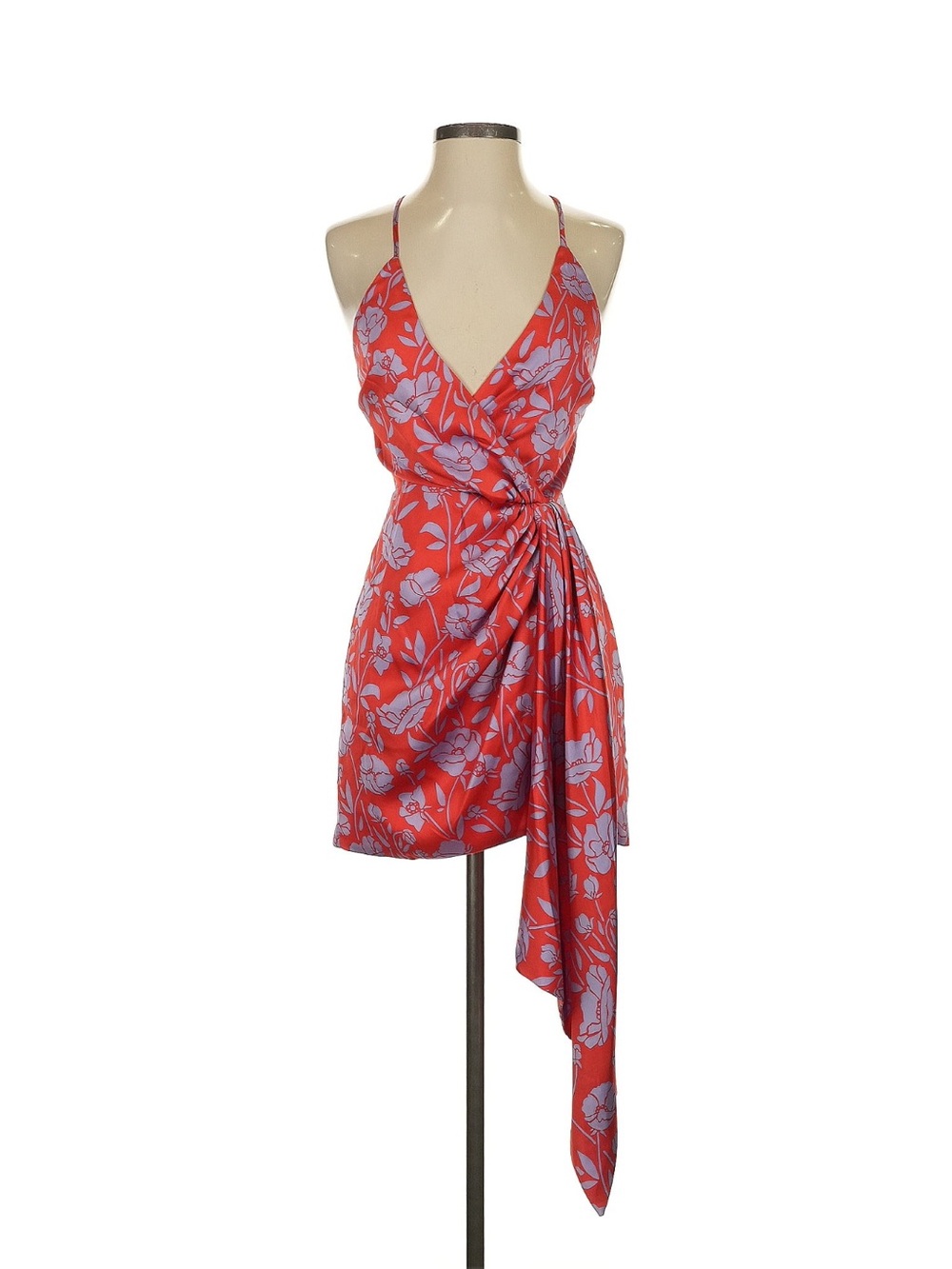 Lovers + Friends purple Red Floral Wrap Mini Dress with Drape
